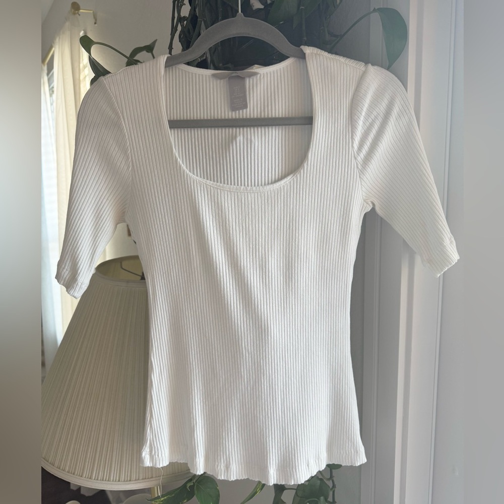 H&M Ribbed Square-Neck Top